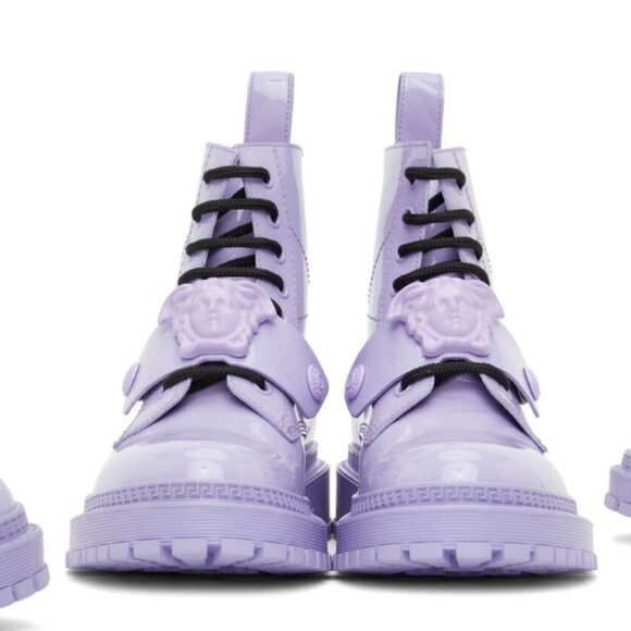 NEW Versace Lilac Lavender Light Purple Medusa Buckle Boots SIZE 40 - Picture 4 of 5